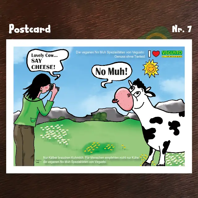 Comic-Postkarte Nr. 7 - Say cheese - No Muh