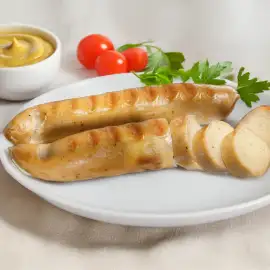 Vegangriller mit essbarer Wursthülle
