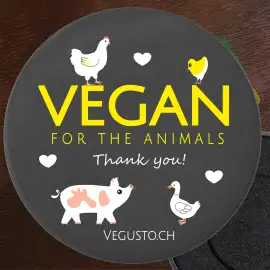 Kühlschrank-Magnet: Vegan for the animals!