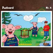 Comic-Postkarte Nr. 5 - Schweinchen grillen vegan