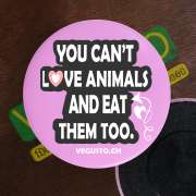 Kühlschrank-Magnet: You can't love Animals and Eat them too!