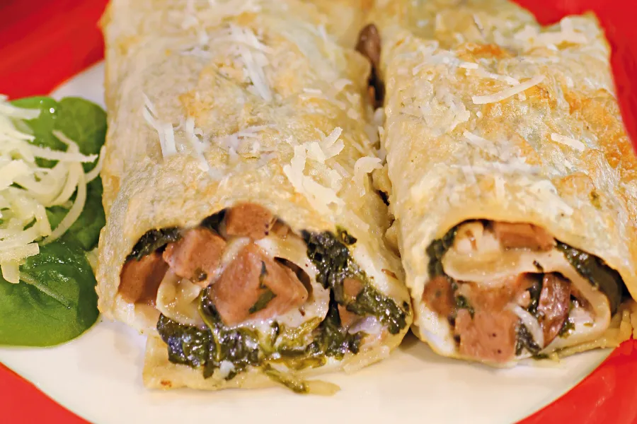 Crêpes-Rouladen mit Vegusto-Füllung
