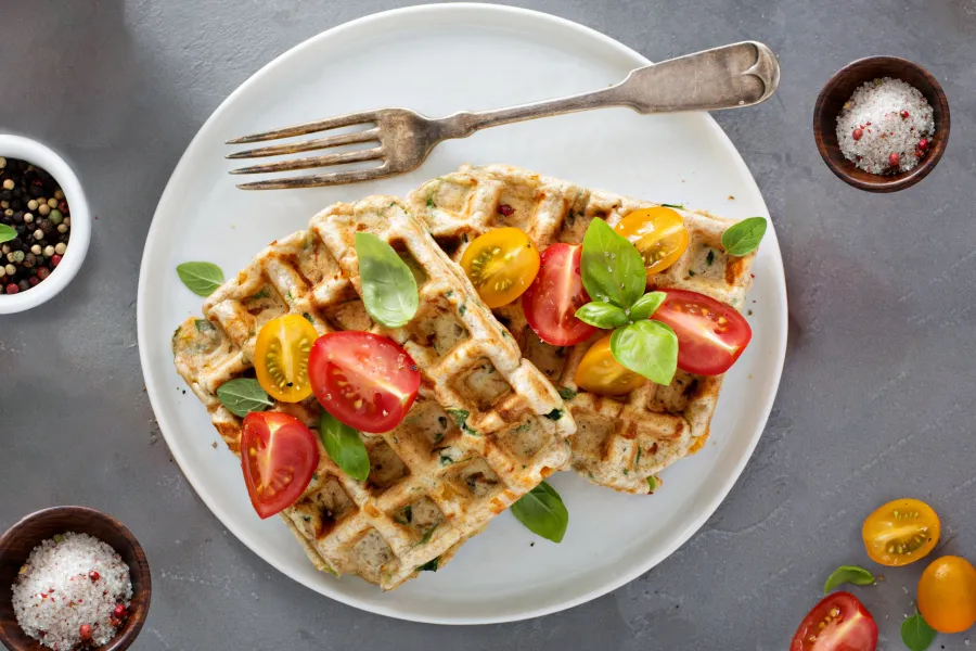 Savoury waffles with MyEy and No-Moo, Mild-Aromatic