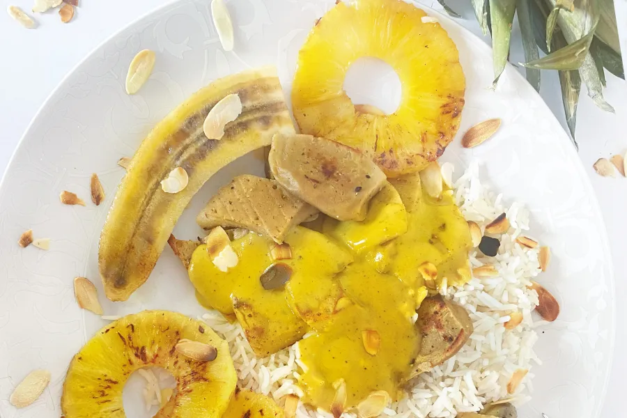 Riz Casimir mit Vegan-Schnitzel, Nature