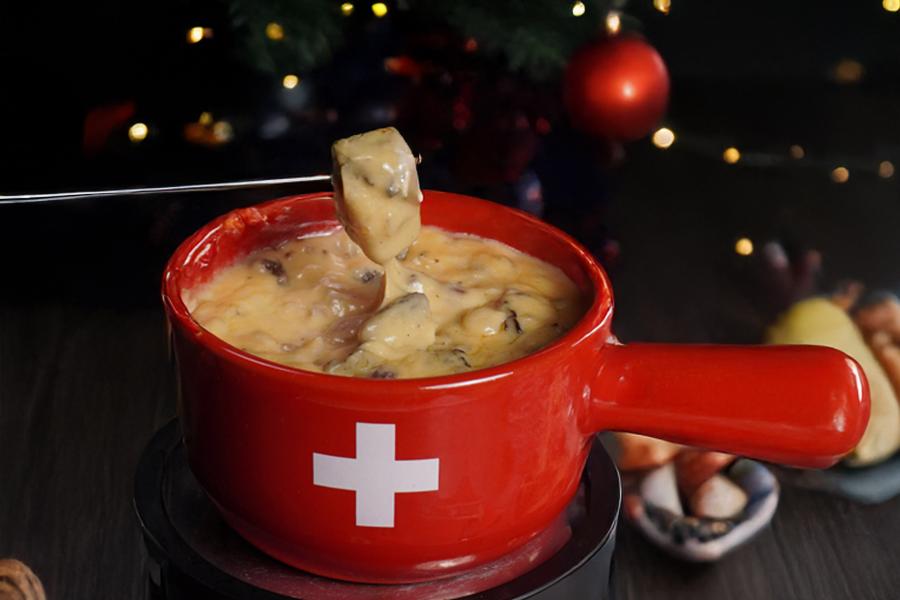 Festive vegan morel fondue